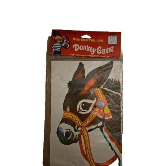 Vintage Pin the Tail on the Donkey Party Game Amscan Made in Hong Kong - NEW - Picture 1 of 2